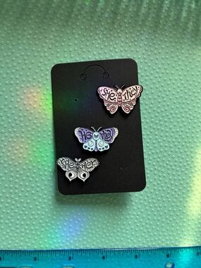 🦋 Pick one - Pronoun Butterfly Moth Bug Enamel Pin —  She/they He/they She/her
